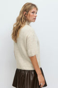 Funnel neck knitted top - Oat melange