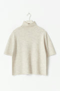 Funnel neck knitted top - Oat melange