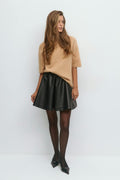 Funnel neck knitted top - Chocolate brown
