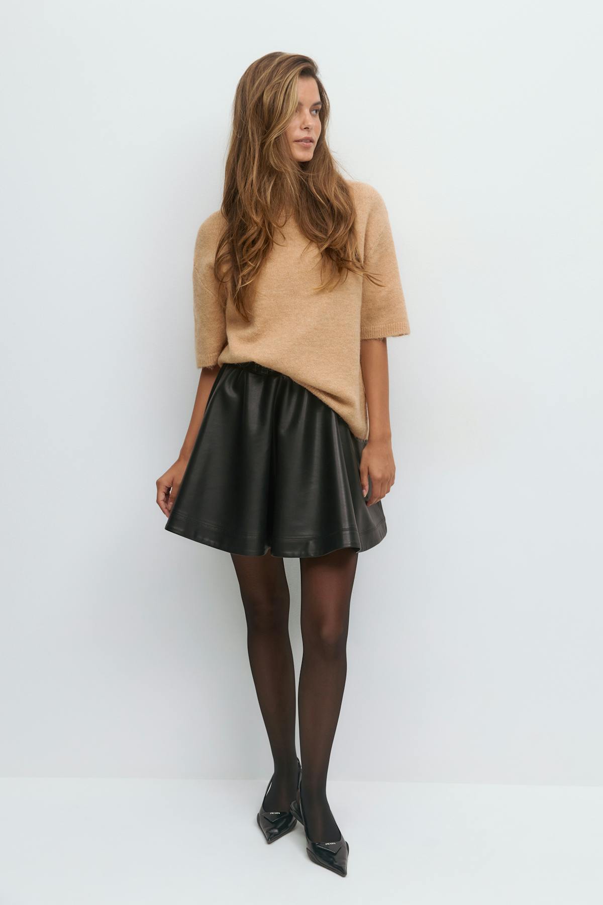 Funnel neck knitted top - Chocolate brown