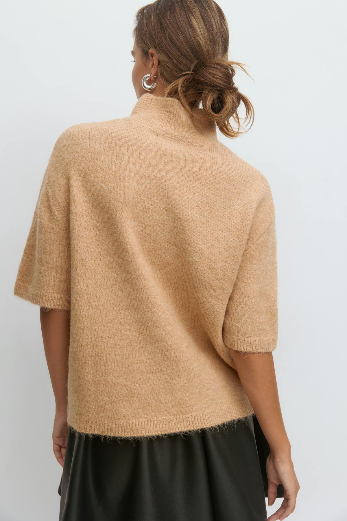 Funnel neck knitted top - Bordeaux foncé