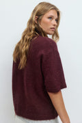 Funnel neck knitted top - Chocolate brown