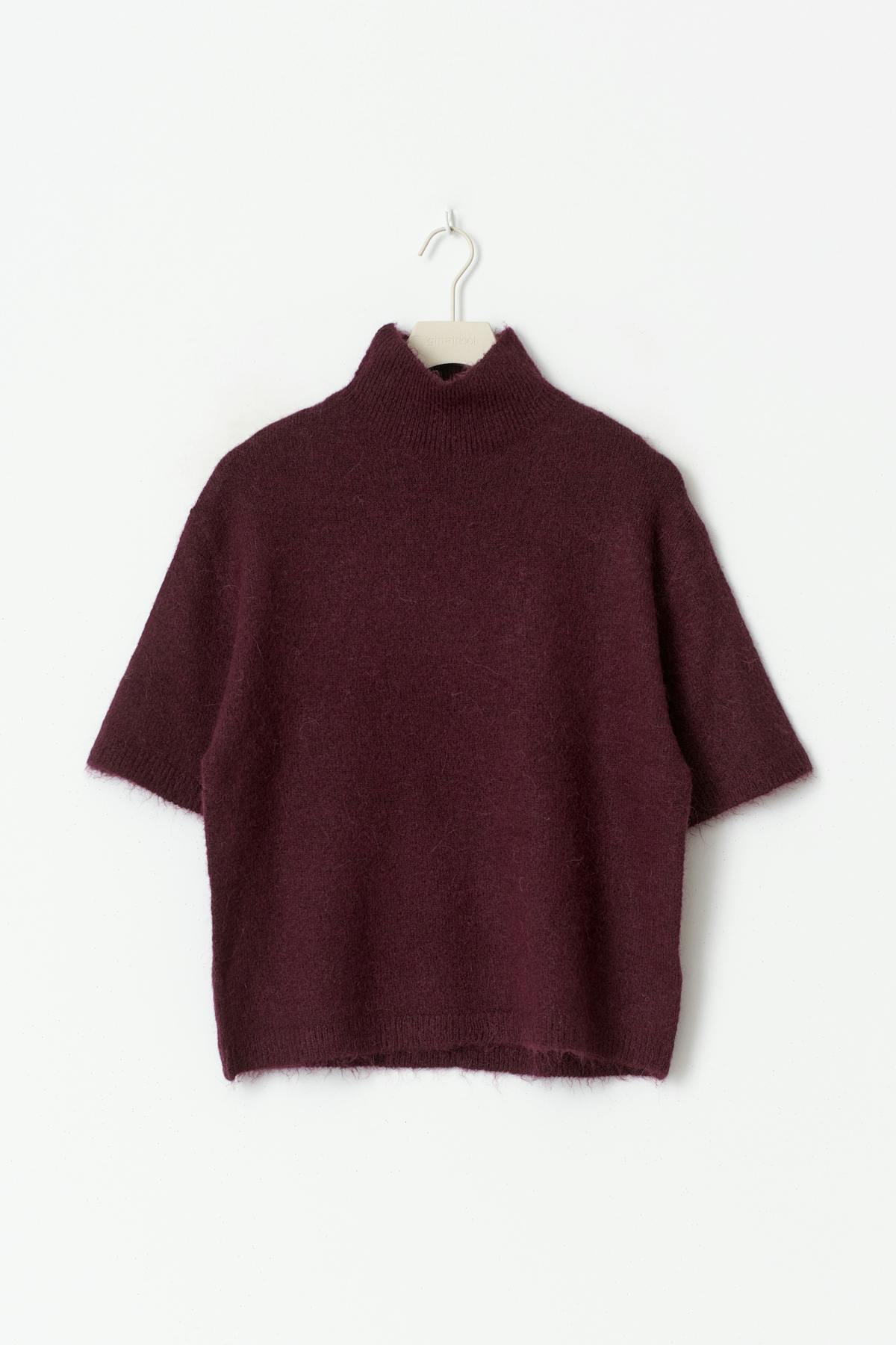 Funnel neck knitted top - Chocolate brown