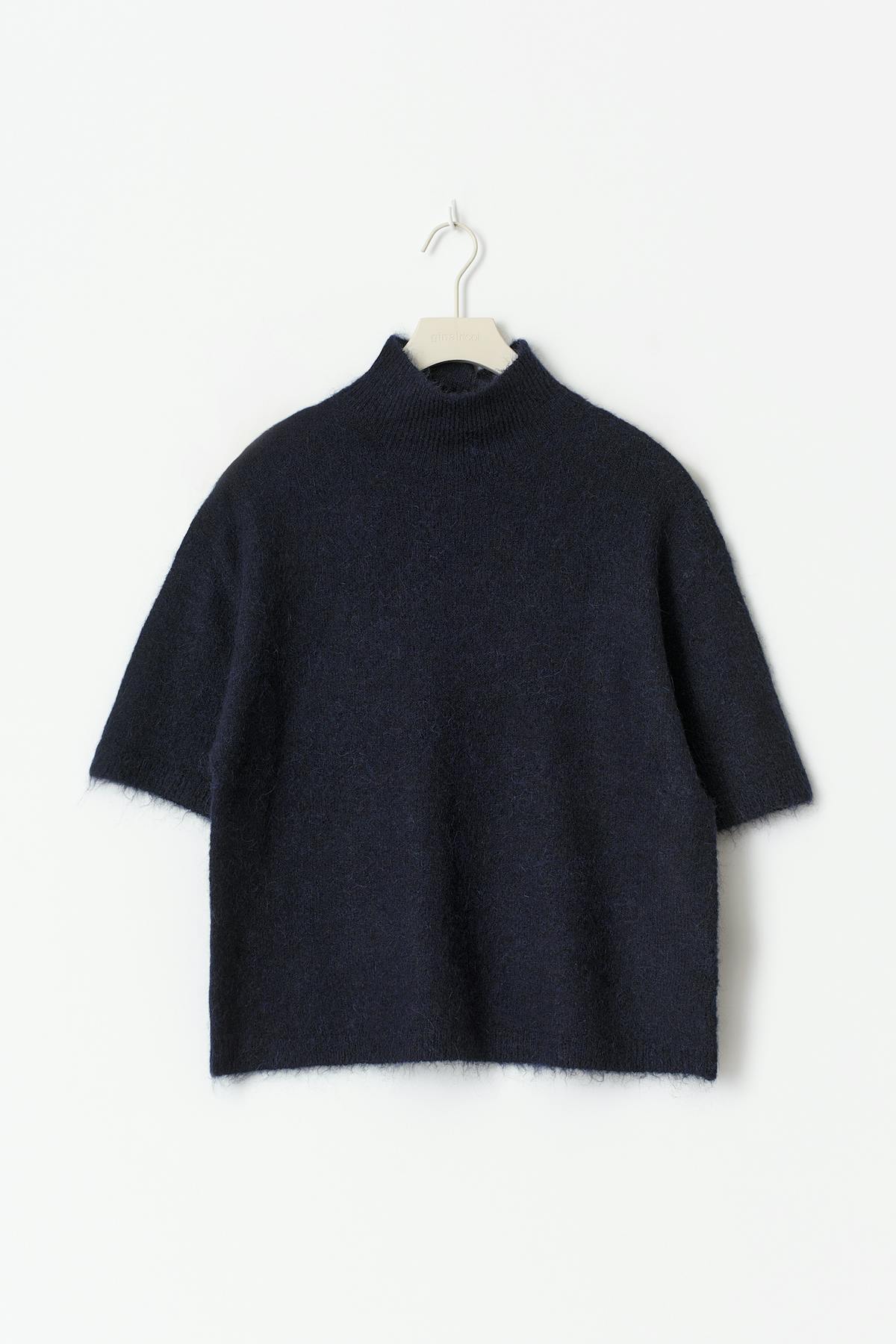 Funnel neck knitted top - Navy blazer