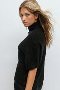 Funnel neck knitted top - Noir