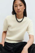 Alpaca blend knitted top - Blanc cassé