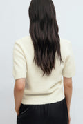 Alpaca blend knitted top - Blanc cassé
