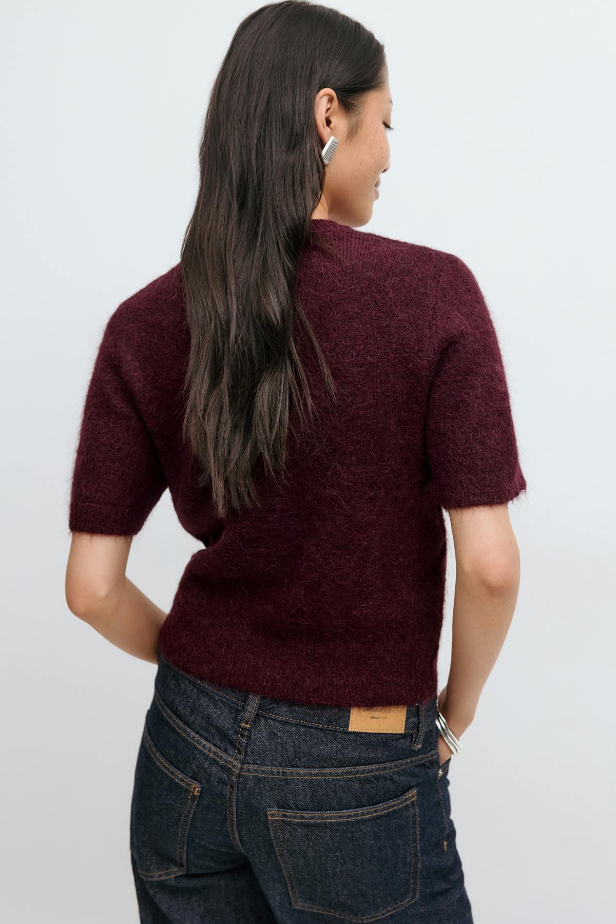Alpaca blend knitted top - Navy blazer