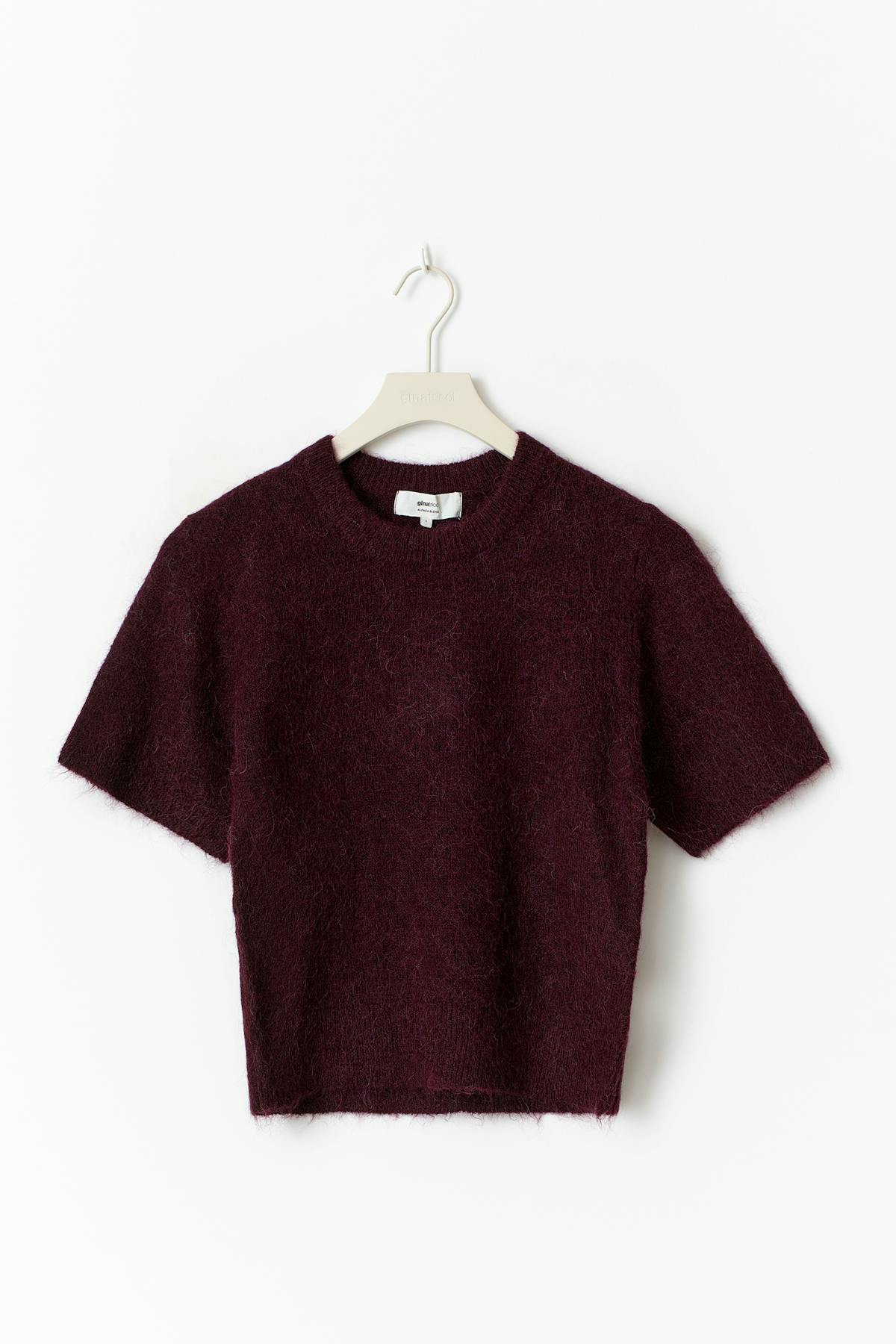 Alpaca blend knitted top - Bordeaux foncé