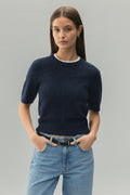 Alpaca blend knitted top - Blanc cassé