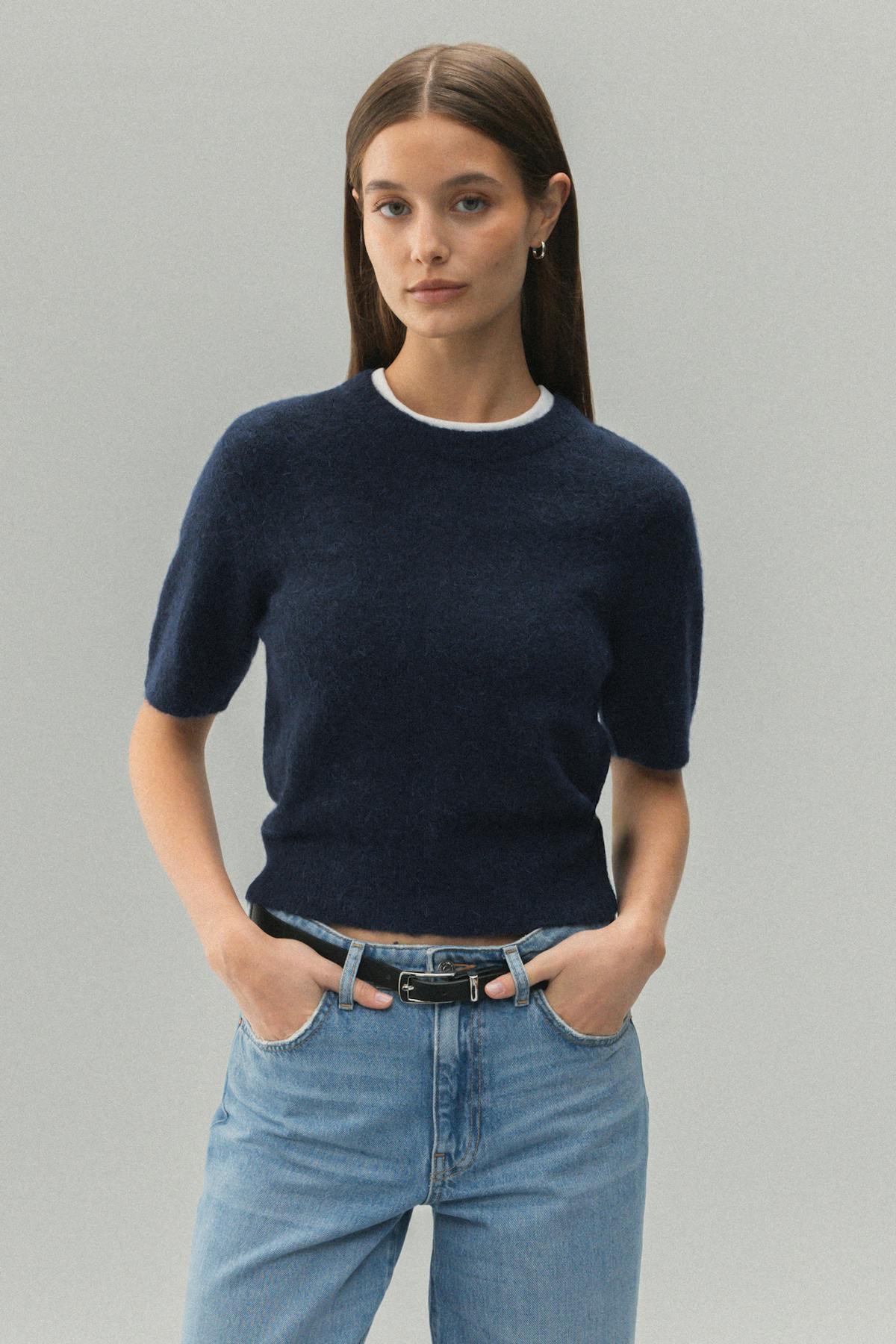 Alpaca blend knitted top - Blanc cassé