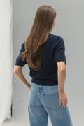 Alpaca blend knitted top - Navy blazer