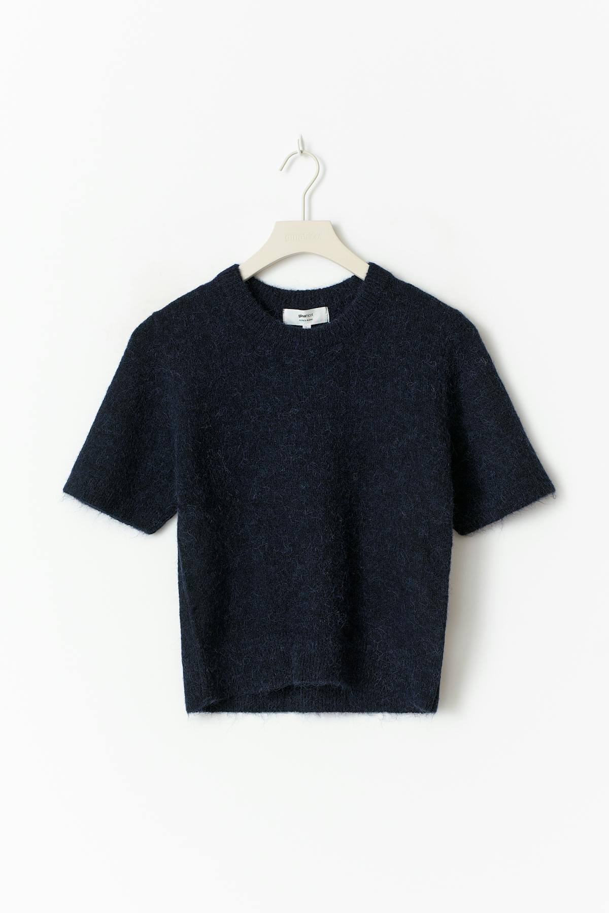 Alpaca blend knitted top - Navy blazer