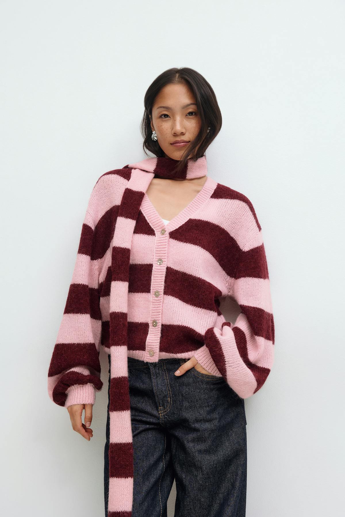 Chunky knitted cardigan - Multi stripe