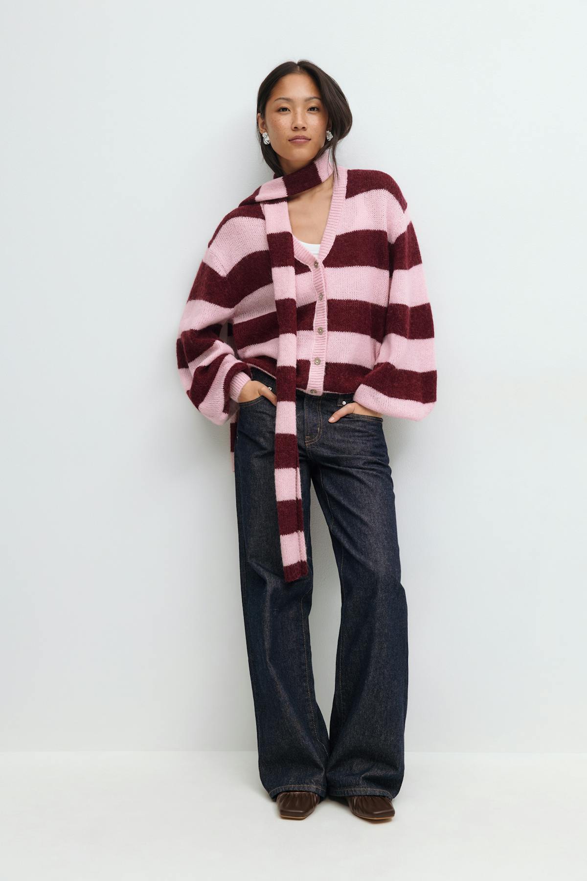 Chunky knitted cardigan - Multi stripe