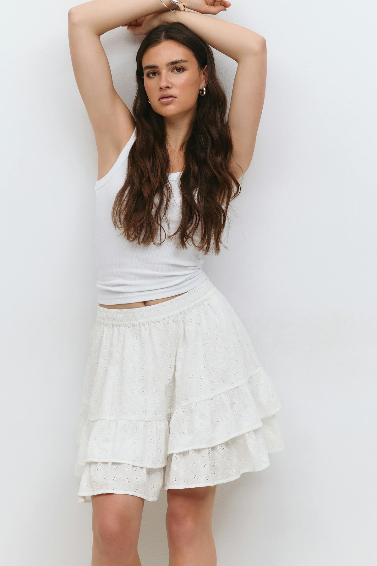 Broderie anglaise mini skirt - Rouge