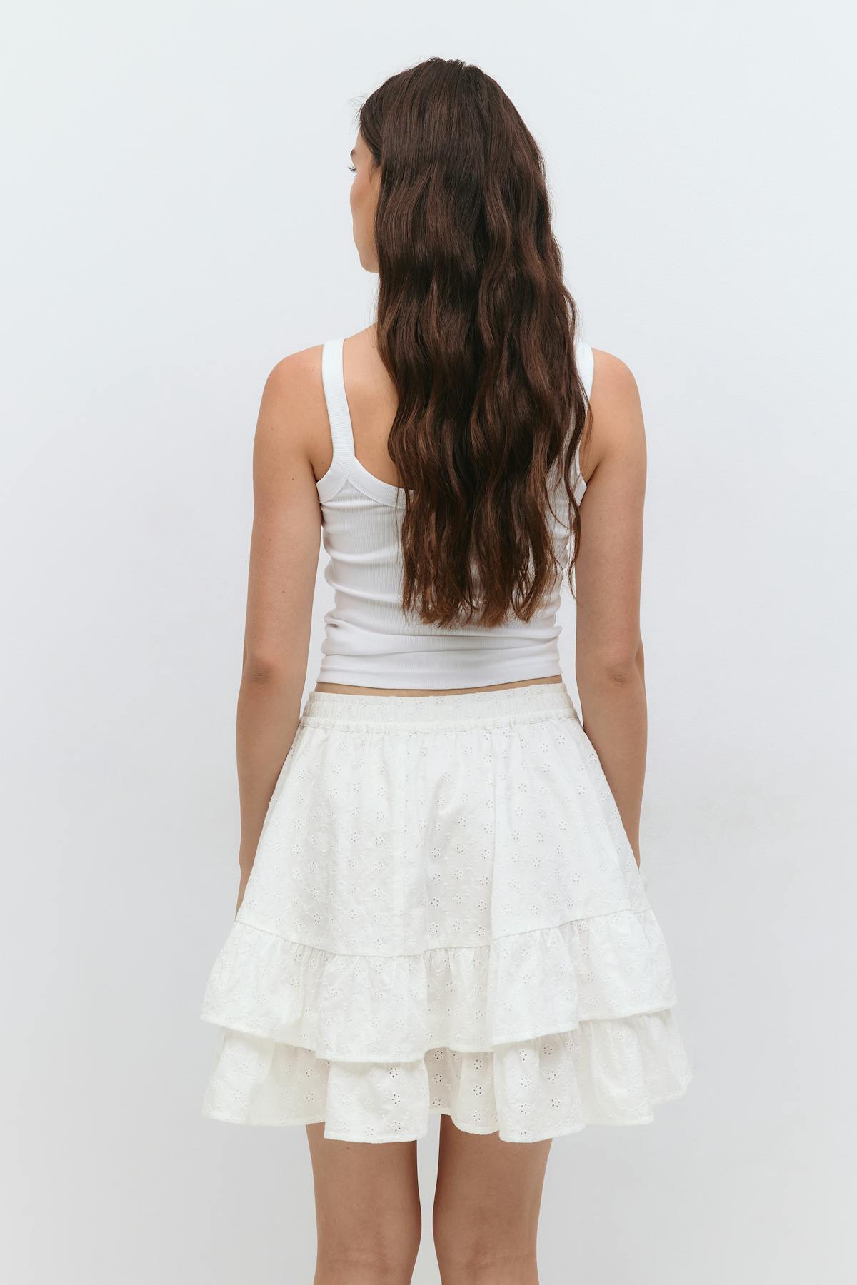 Broderie anglaise mini skirt - Rouge