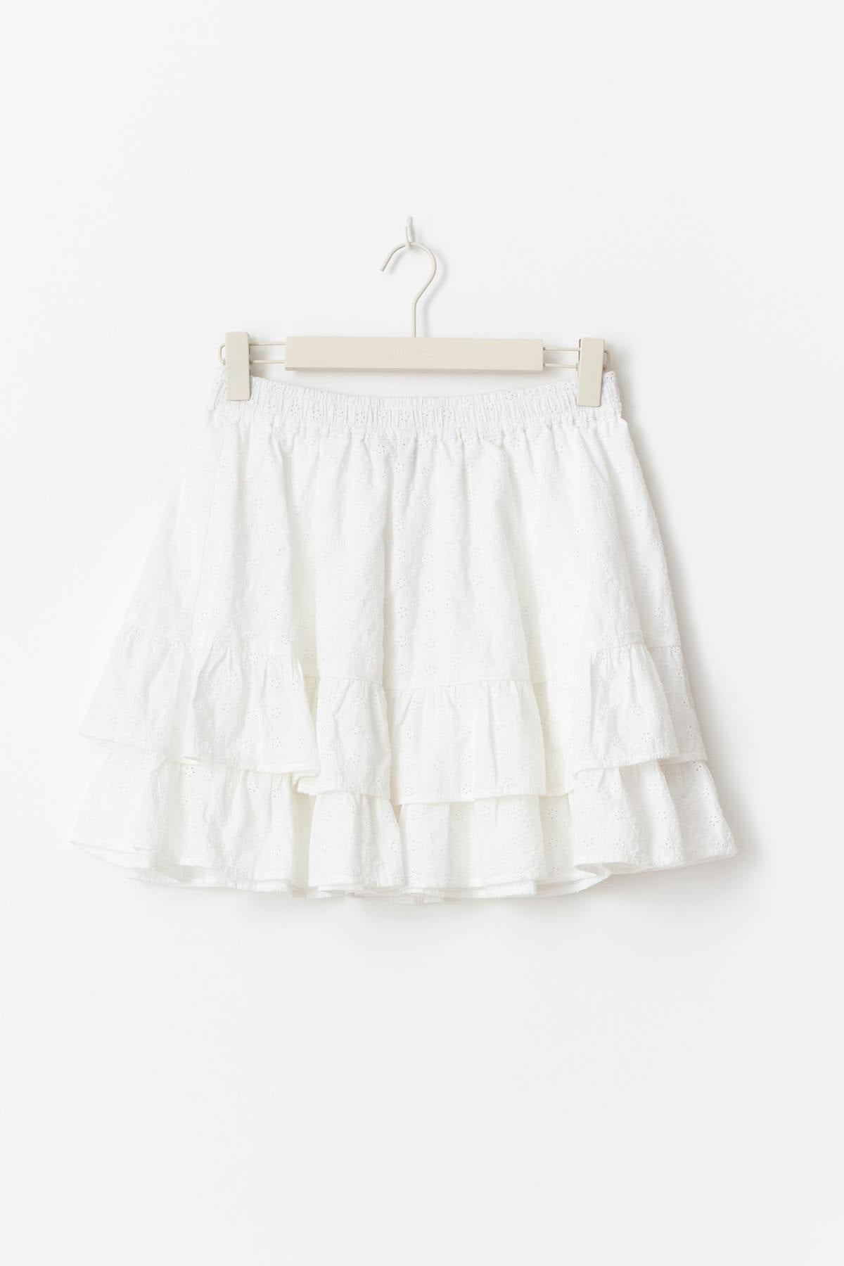 Broderie anglaise mini skirt - Blanc