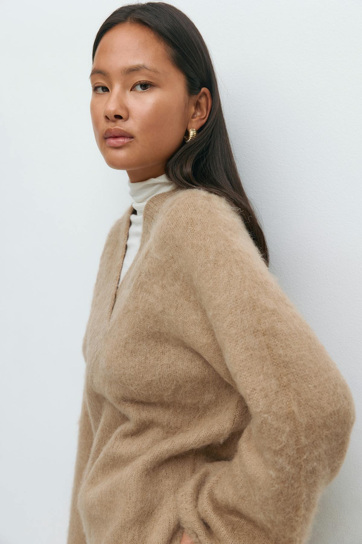 V-neck knitted sweater - Navy blazer