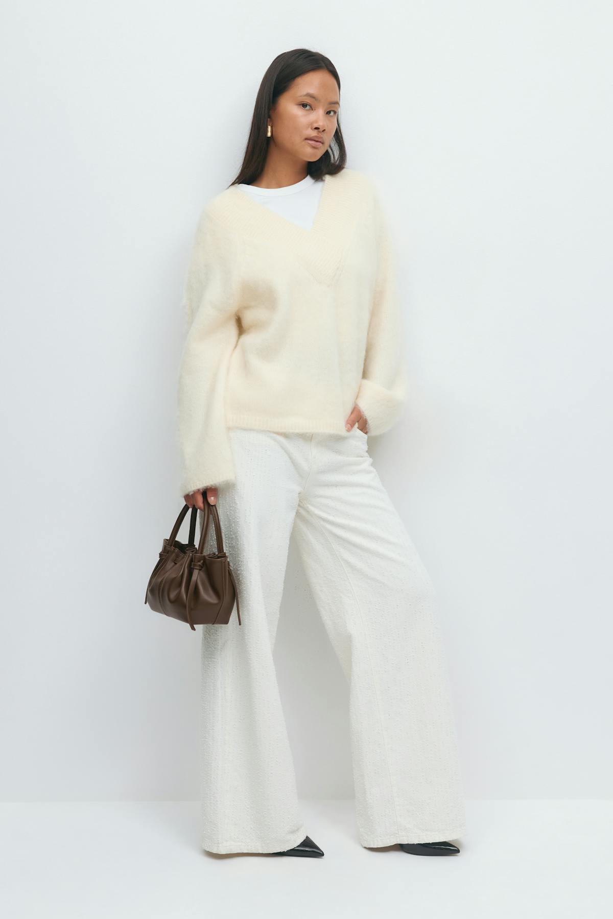 V-neck knitted sweater - Navy blazer