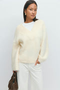 V-neck knitted sweater - Mid grey mel
