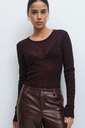 Rhinestone sheer top - Stone