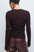 Rhinestone sheer top - Bordeaux foncé