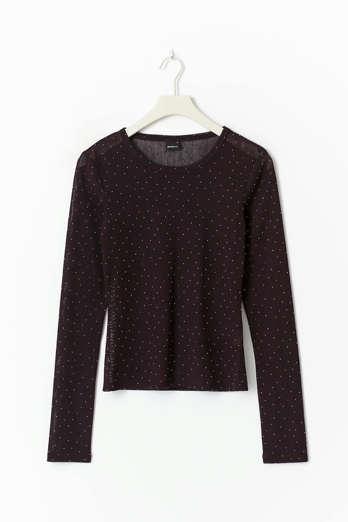 Rhinestone sheer top - Bordeaux foncé
