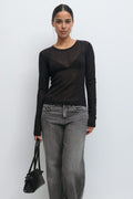 Rhinestone sheer top - Stone