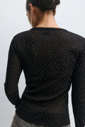 Rhinestone sheer top - Stone