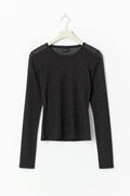 Rhinestone sheer top - Stone