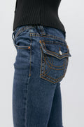 Ultra low flap pocket jeans - Deep blue