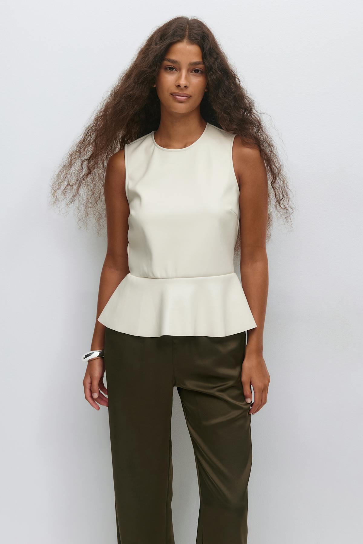 Pu peplum top - Noir