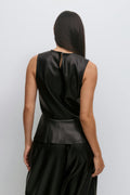 Pu peplum top - Noir