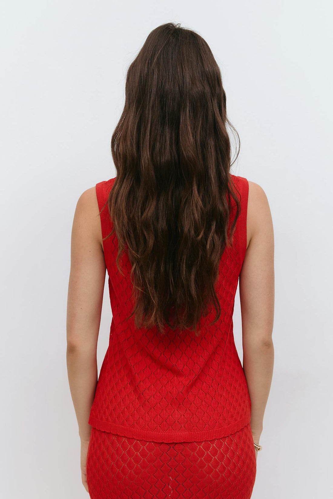 Knitted crochet top - High risk red