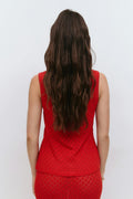 Knitted crochet top - High risk red