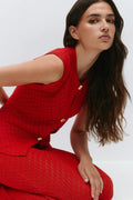 Knitted crochet top - High risk red