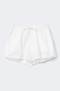 Embroidery poplin shorts - Blanc