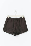 Embroidery poplin shorts - Marron foncé