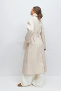 Shawl collar long coat - Dk grey melange