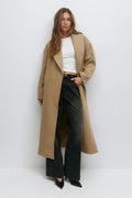 Shawl collar long coat - Camel
