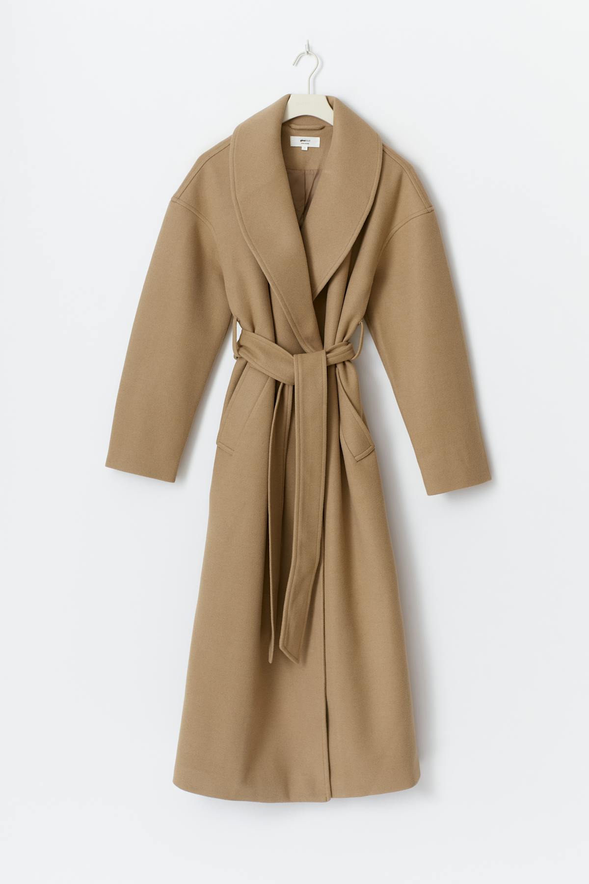 Shawl collar long coat - Camel