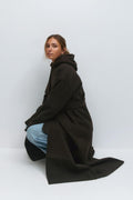 Shawl collar long coat - Marron foncé
