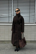 Shawl collar long coat - Camel