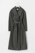 Shawl collar long coat - Dk grey melange