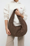 Fake suede circle bag
