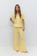 Gingham seersucker shirt - White/yellow