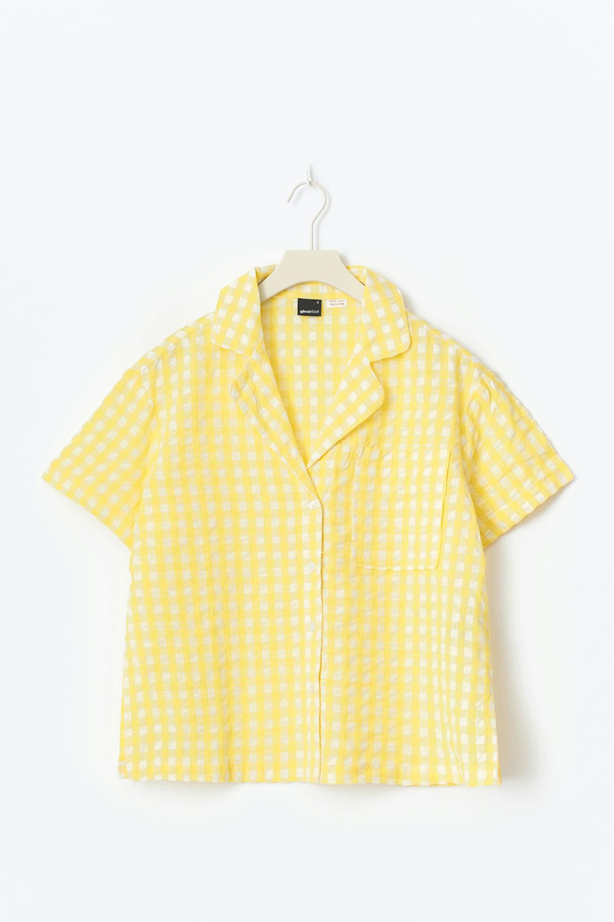 Gingham seersucker shirt - White/yellow