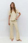 Gingham seersucker shirt - Beige white