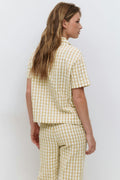 Gingham seersucker shirt - Beige white